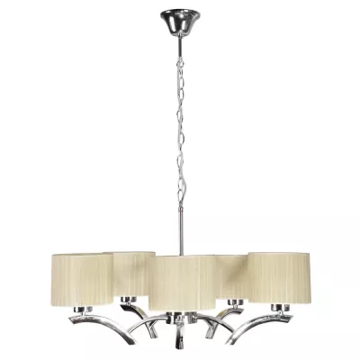 Závesné päťramenné osvetlenie DRAGA - 5xE27, 60W, chrómované / krémové