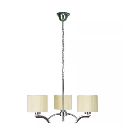 Závesné trojramenné osvetlenie DRAGA - 3xE27, 60W, chrómované / krémové