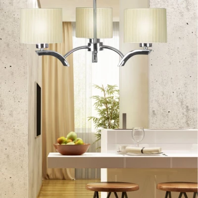 Závesné trojramenné osvetlenie DRAGA - 3xE27, 60W, chrómované / krémové