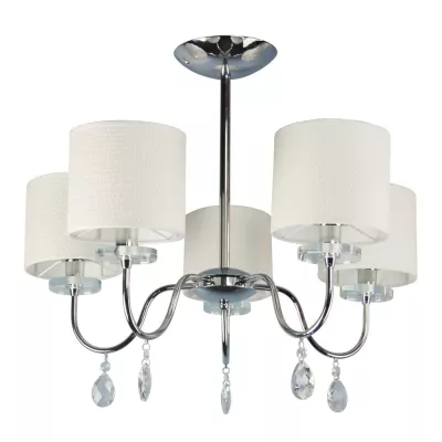 Moderné závesné päťramenné osvetlenie ESTERA - 5xE14, 40W, chrómované / biele
