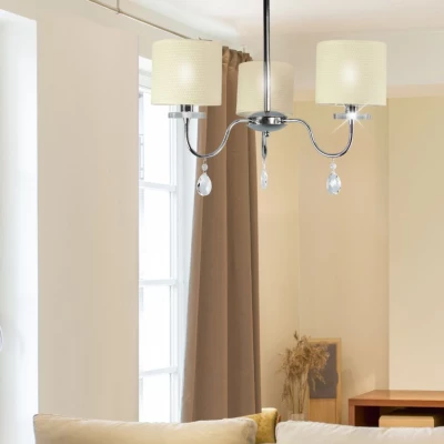 Moderné závesné trojramenné osvetlenie ESTERA - 3xE14, 40W, chrómované / biele