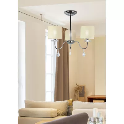 Moderné závesné trojramenné osvetlenie ESTERA - 3xE14, 40W, chrómované / biele
