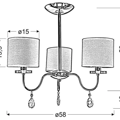Moderné závesné trojramenné osvetlenie ESTERA - 3xE14, 40W, chrómované / biele