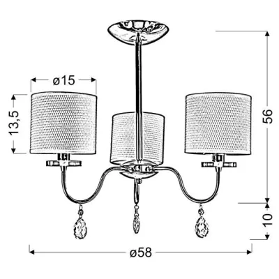 Moderné závesné trojramenné osvetlenie ESTERA - 3xE14, 40W, chrómované / biele