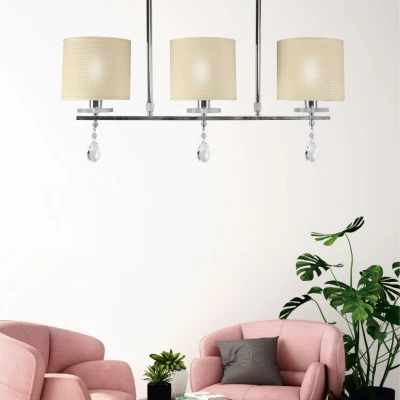 Moderné závesné osvetlenie nad jedálenský stôl ESTERA - 3xE14, 40W, chrómované/biele