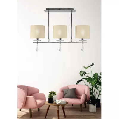 Moderné závesné osvetlenie nad jedálenský stôl ESTERA - 3xE14, 40W, chrómované/biele
