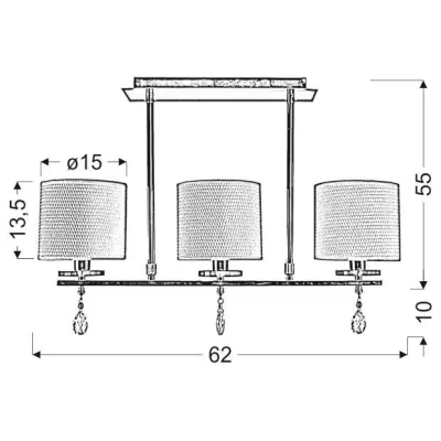 Moderné závesné osvetlenie nad jedálenský stôl ESTERA - 3xE14, 40W, chrómované/biele