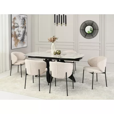 Jedálenská stolička DESERY - tmavá krémová / čierna