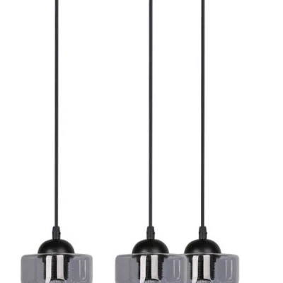 Závesné moderné osvetlenie FELIS - 3xE27, 60W, čierne / dymové sklo