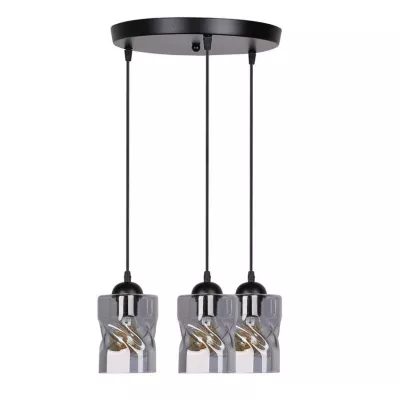 Závesné moderné osvetlenie FELIS - 3xE27, 60W, čierne / dymové sklo