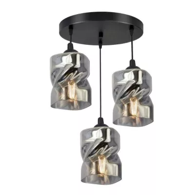 Závesné moderné osvetlenie FELIS - 3xE27, 60W, čierne / dymové sklo