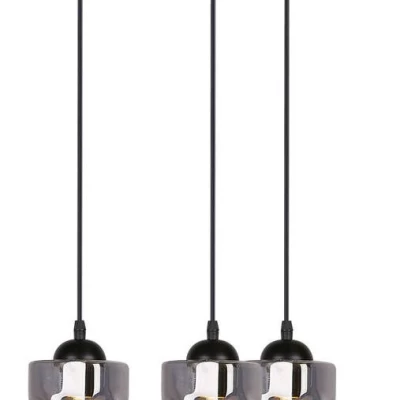Závesné moderné osvetlenie FELIS - 3xE27, 60W, čierne / dymové sklo