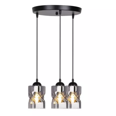 Závesné moderné osvetlenie FELIS - 3xE27, 60W, čierne / dymové sklo