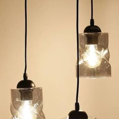 Závesné moderné osvetlenie FELIS - 3xE27, 60W, čierne / dymové sklo
