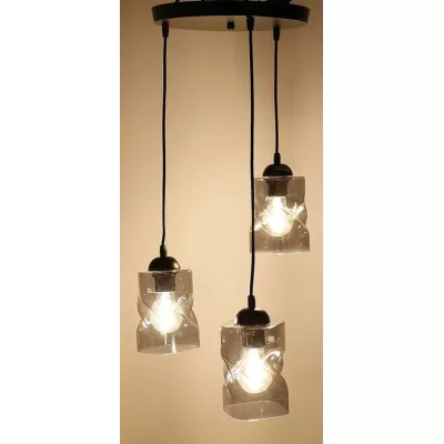 Závesné moderné osvetlenie FELIS - 3xE27, 60W, čierne / dymové sklo