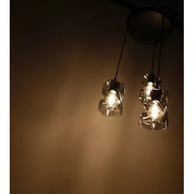 Závesné moderné osvetlenie FELIS - 3xE27, 60W, čierne / dymové sklo