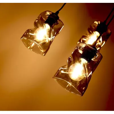 Závesné moderné osvetlenie FELIS - 3xE27, 60W, čierne / dymové sklo
