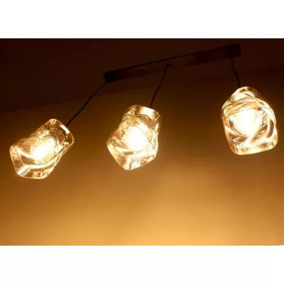 Závesné osvetlenie nad jedálenský stôl FELIS - 3xE27, 60W, čierne / jantárové sklo