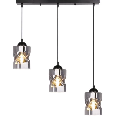 Závesné osvetlenie nad jedálenský stôl FELIS - 3xE27, 60W, čierne / dymové sklo