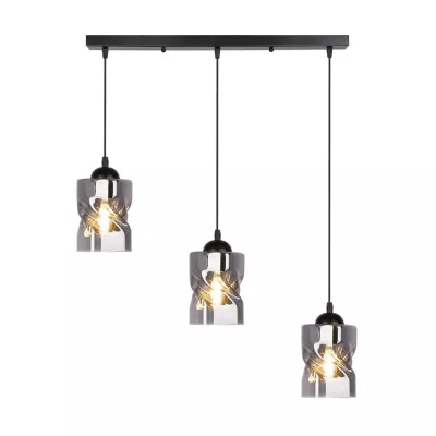 Závesné osvetlenie nad jedálenský stôl FELIS - 3xE27, 60W, čierne / dymové sklo