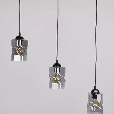 Závesné osvetlenie nad jedálenský stôl FELIS - 3xE27, 60W, čierne / dymové sklo