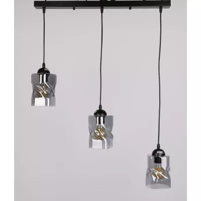 Závesné osvetlenie nad jedálenský stôl FELIS - 3xE27, 60W, čierne / dymové sklo