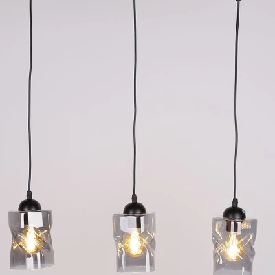 Závesné osvetlenie nad jedálenský stôl FELIS - 3xE27, 60W, čierne / dymové sklo