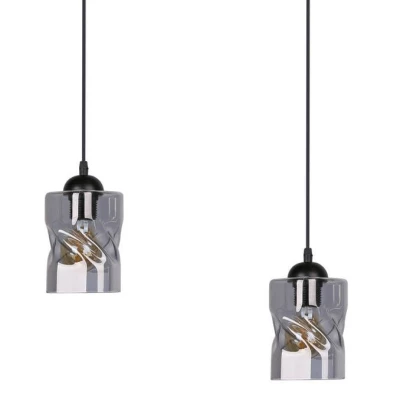 Závesné osvetlenie nad jedálenský stôl FELIS - 2xE27, 60W, čierne / dymové sklo