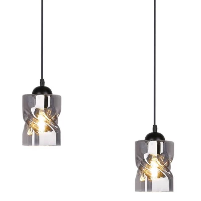 Závesné osvetlenie nad jedálenský stôl FELIS - 2xE27, 60W, čierne / dymové sklo
