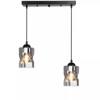 Závesné osvetlenie nad jedálenský stôl FELIS - 2xE27, 60W, čierne / dymové sklo
