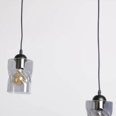 Závesné osvetlenie nad jedálenský stôl FELIS - 2xE27, 60W, čierne / dymové sklo