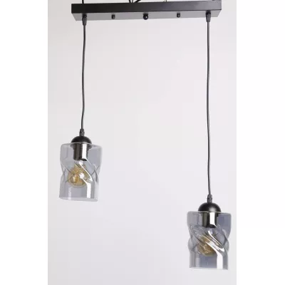 Závesné osvetlenie nad jedálenský stôl FELIS - 2xE27, 60W, čierne / dymové sklo