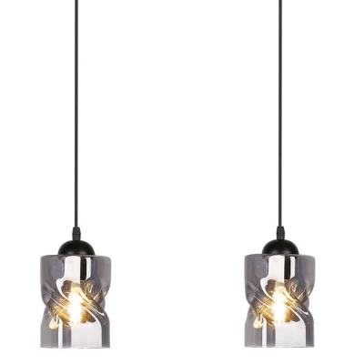 Závesné osvetlenie nad jedálenský stôl FELIS - 2xE27, 60W, čierne / dymové sklo
