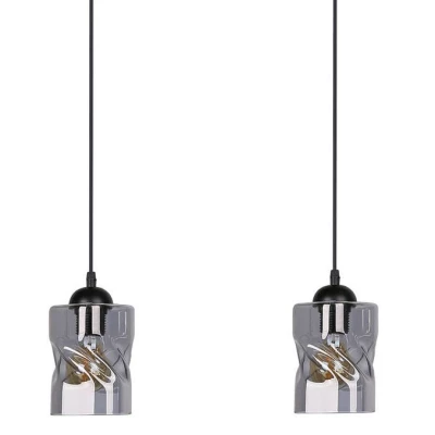 Závesné osvetlenie nad jedálenský stôl FELIS - 2xE27, 60W, čierne / dymové sklo