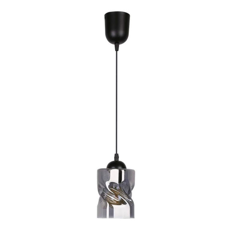 Moderné závesné osvetlenie FELIS - 1xE27, 60W, čierne / dymové sklo