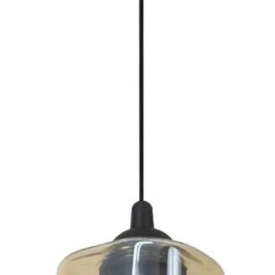 Moderné závesné osvetlenie FELIS - 1xE27, 60W, čierne / jantárové sklo