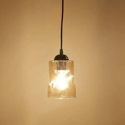 Moderné závesné osvetlenie FELIS - 1xE27, 60W, čierne / jantárové sklo