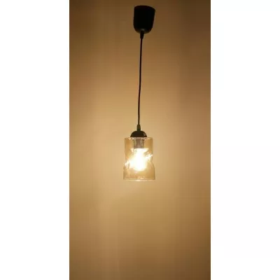 Moderné závesné osvetlenie FELIS - 1xE27, 60W, čierne / jantárové sklo