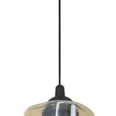 Moderné závesné osvetlenie FELIS - 1xE27, 60W, čierne / jantárové sklo
