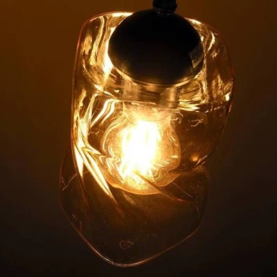 Moderné závesné osvetlenie FELIS - 1xE27, 60W, čierne / jantárové sklo