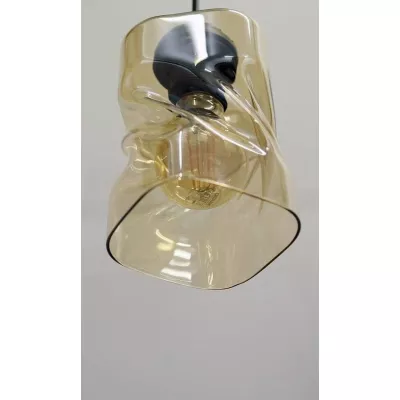 Moderné závesné osvetlenie FELIS - 1xE27, 60W, čierne / jantárové sklo