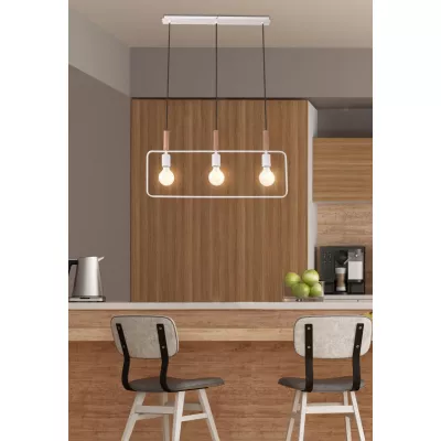 Závesné svetlo v škandinávskom štýle nad jedálenský stôl FRAME - 3xE27, 60W, biele