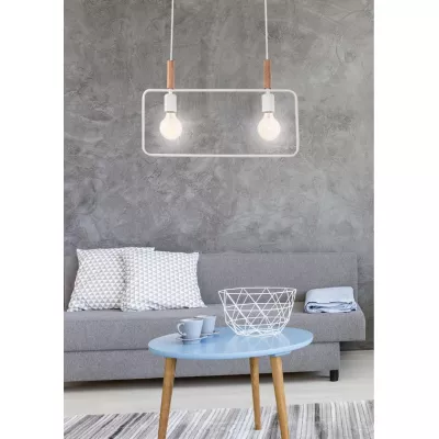Závesné svetlo v škandinávskom štýle nad jedálenský stôl FRAME - 2xE27, 60W, biele