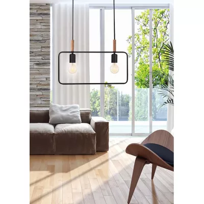 Závesné svetlo v škandinávskom štýle nad jedálenský stôl FRAME - 2xE27, 60W, čierne