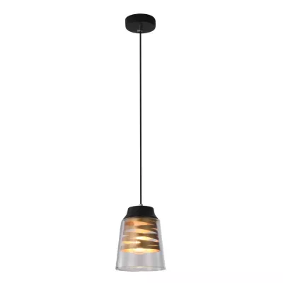Moderné závesné svetlo FRESNO - 1xE27, 60W, čierne / zlaté / číre