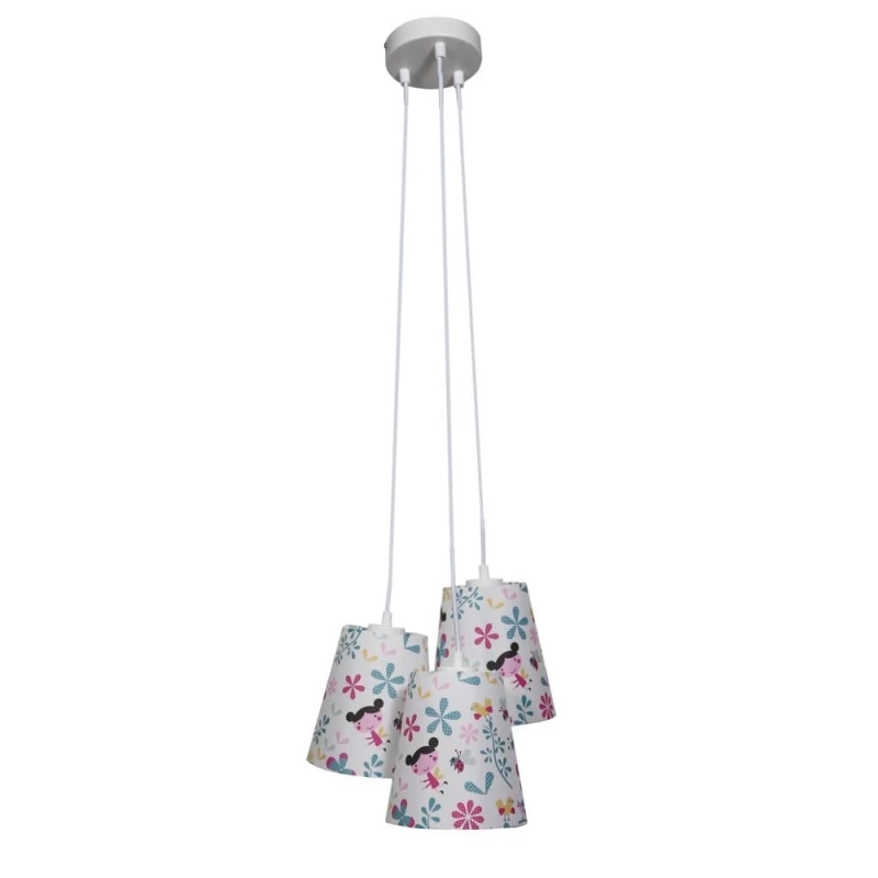 Detský závesný luster na lanku GIRL - 3xE27, 40W, viacfarebný