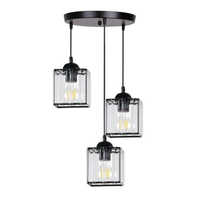 Závesné osvetlenie GLASSIA - 3xE27, 40W, čierne / číre