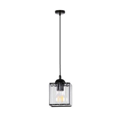 Závesné osvetlenie GLASSIA - 1xE27, 40W, čierne / číre