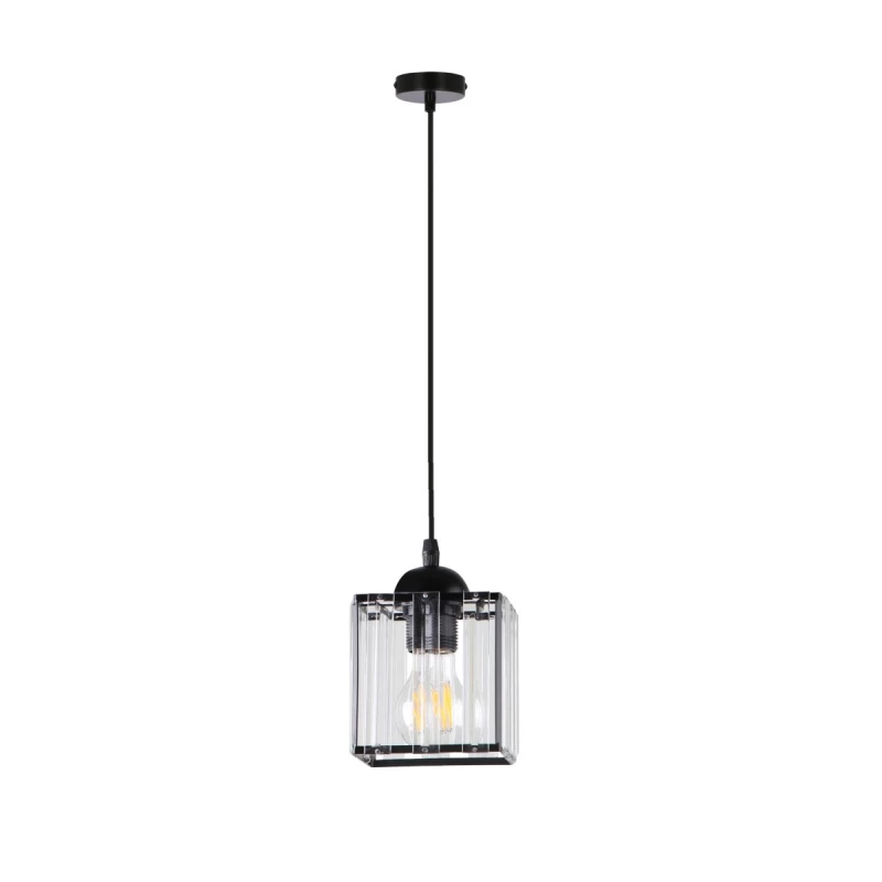 Závesné osvetlenie GLASSIA - 1xE27, 40W, čierne / číre