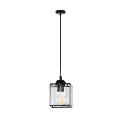 Závesné osvetlenie GLASSIA - 1xE27, 40W, čierne / číre